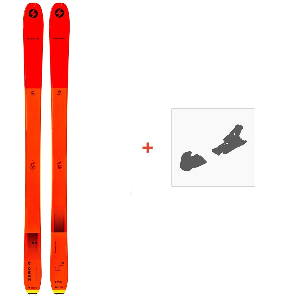 Ski Blizzard Zero G 095 Flat Orange 2022 + Fixations De Ski 3 Ski Blizzard Zero G 095 Flat Orange 2022 + Fixations De Ski